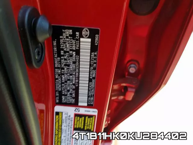 4T1B11HK0KU284402 фото 2
