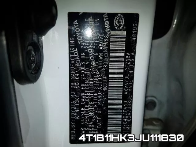 4T1B11HK3JU111830 фото 2