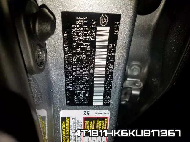 4T1B11HK6KU817367 фото 2