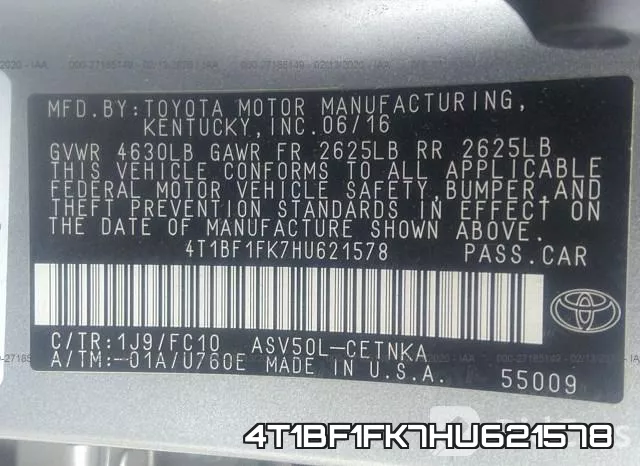 4T1BF1FK7HU621578 фото 10