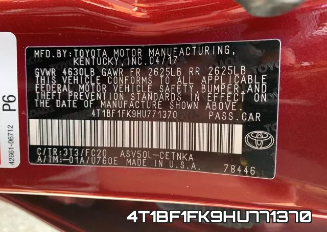 4T1BF1FK9HU771370 фото 2