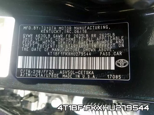 4T1BF1FKXHU279544 фото 2