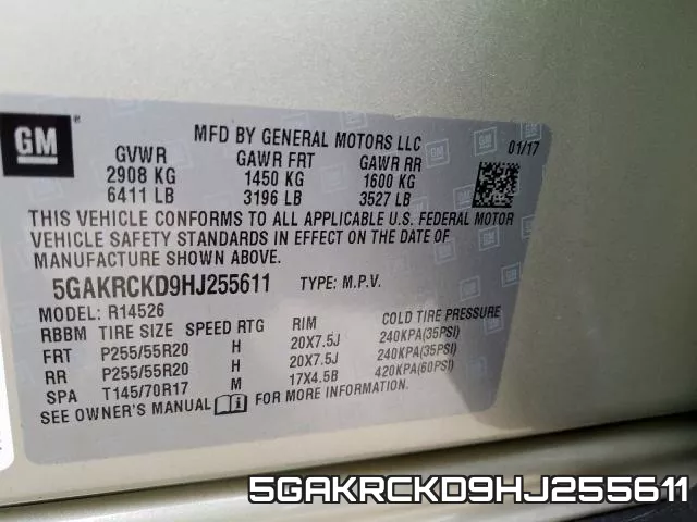 5GAKRCKD9HJ255611 фото 2