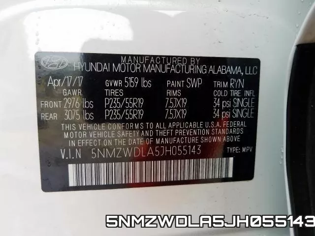 5NMZWDLA5JH055143 фото 2