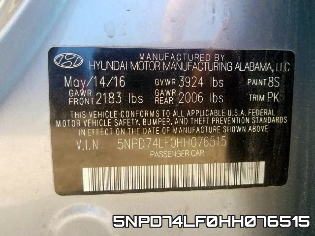 5NPD74LF0HH076515 фото 2