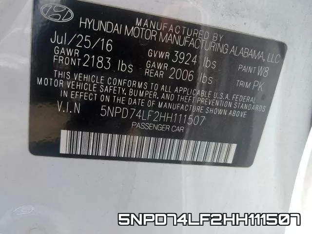 5NPD74LF2HH111507 фото 2