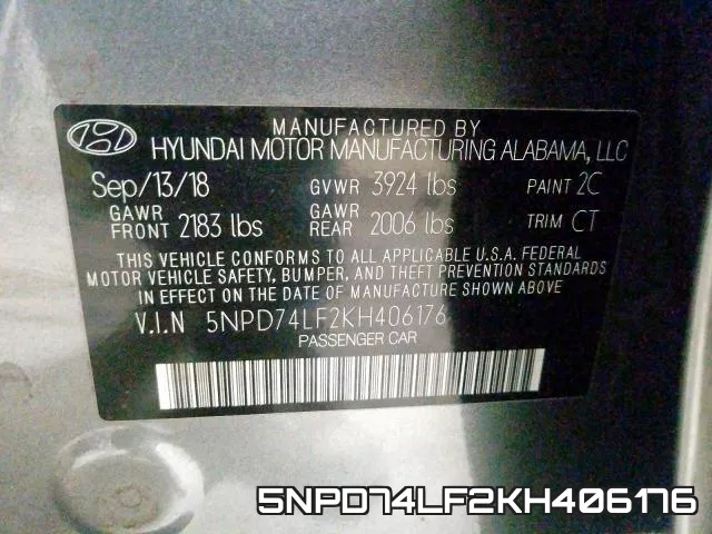5NPD74LF2KH406176 фото 2