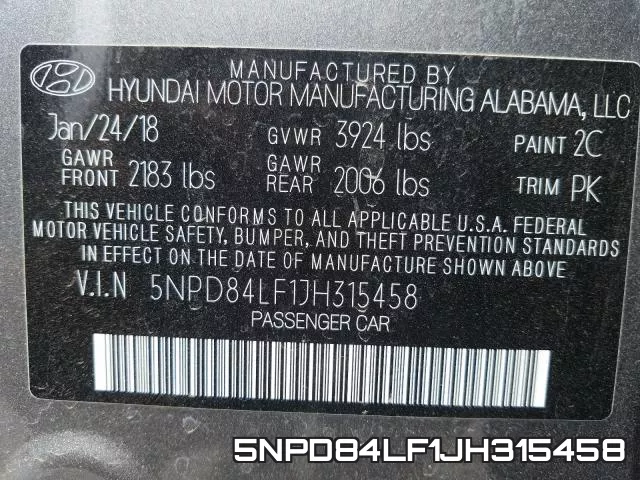 5NPD84LF1JH315458 фото 2