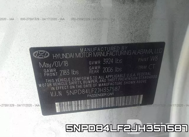 5NPD84LF2JH357587 фото 10
