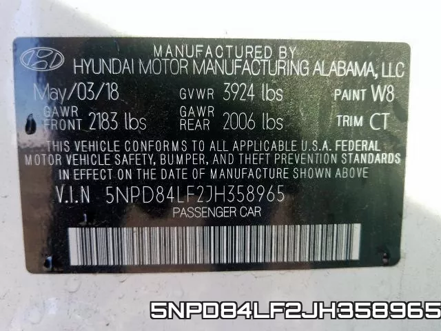 5NPD84LF2JH358965 фото 2