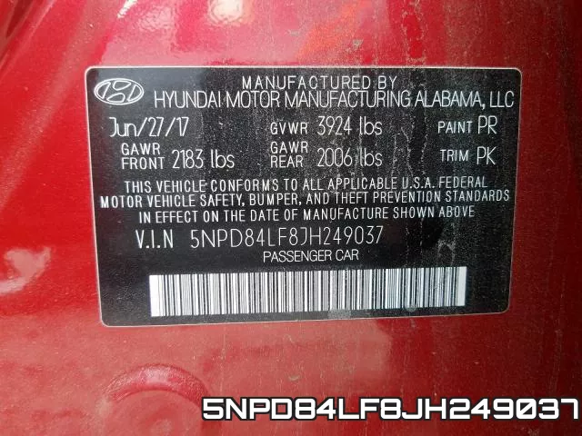5NPD84LF8JH249037 фото 2