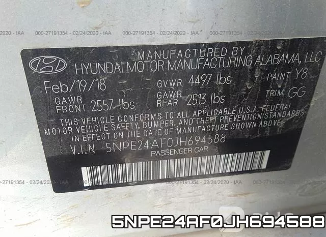 5NPE24AF0JH694588 фото 10