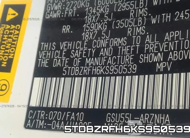 5TDBZRFH6KS950539 фото 10