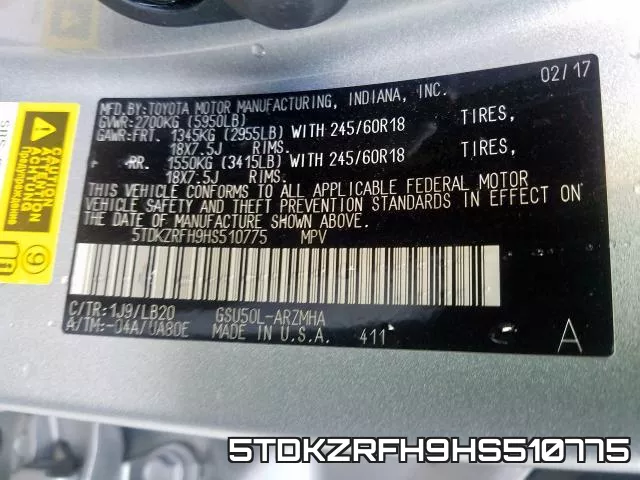 5TDKZRFH9HS510775 фото 2