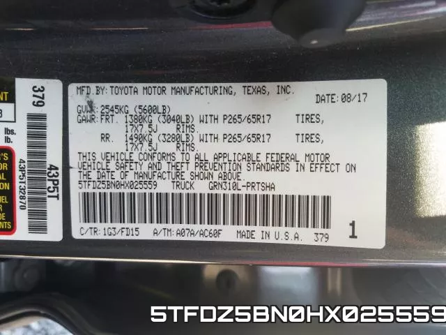 5TFDZ5BN0HX025559 фото 2
