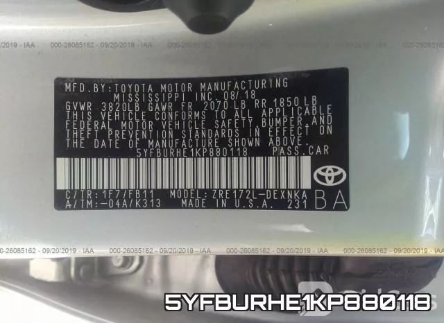 5YFBURHE1KP880118 фото 10
