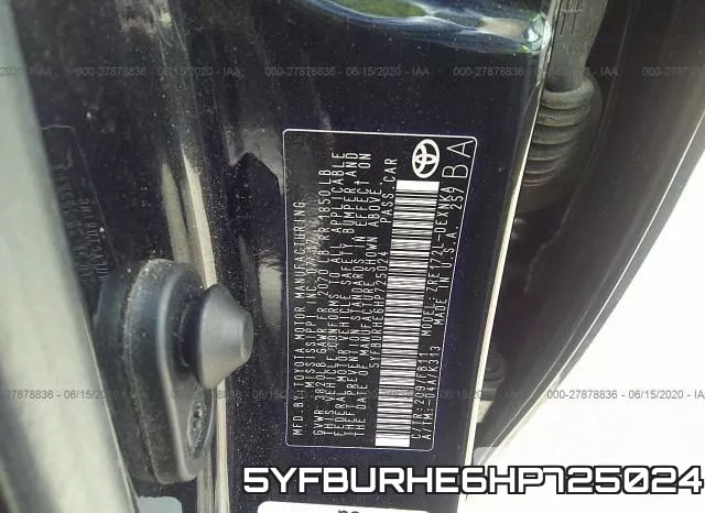5YFBURHE6HP725024 фото 10