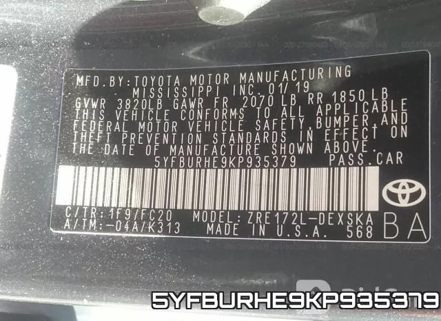5YFBURHE9KP935379 фото 10