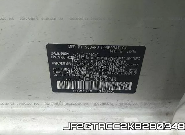JF2GTACC2K8280348 фото 10