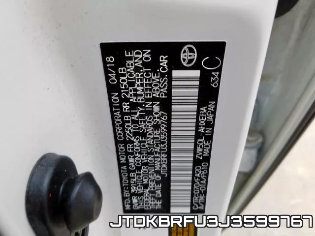 JTDKBRFU3J3599767 фото 2