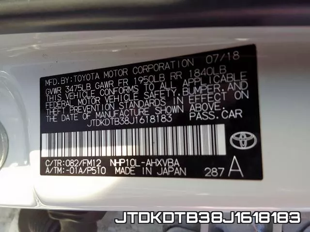 JTDKDTB38J1618183 фото 2
