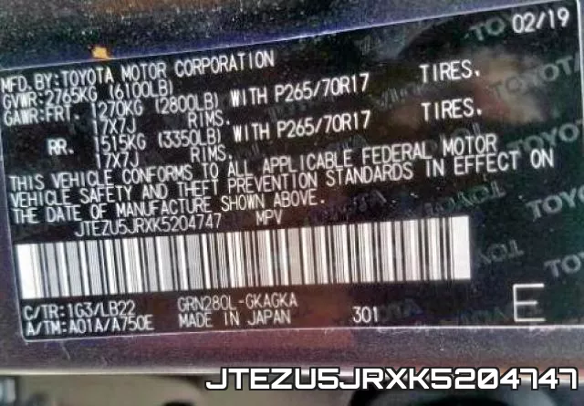 JTEZU5JRXK5204747 фото 2