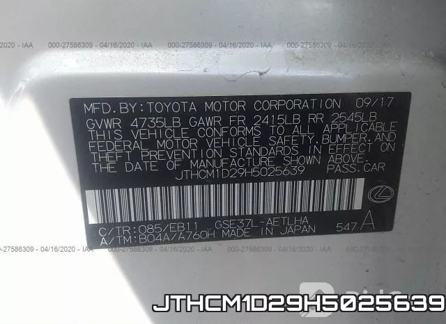 JTHCM1D29H5025639 фото 10