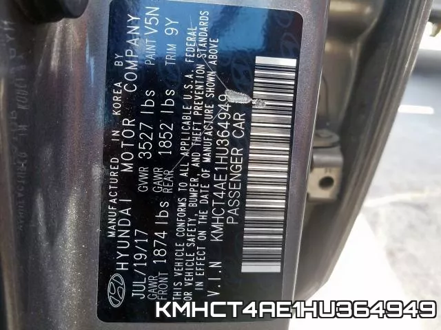 KMHCT4AE1HU364949 фото 2