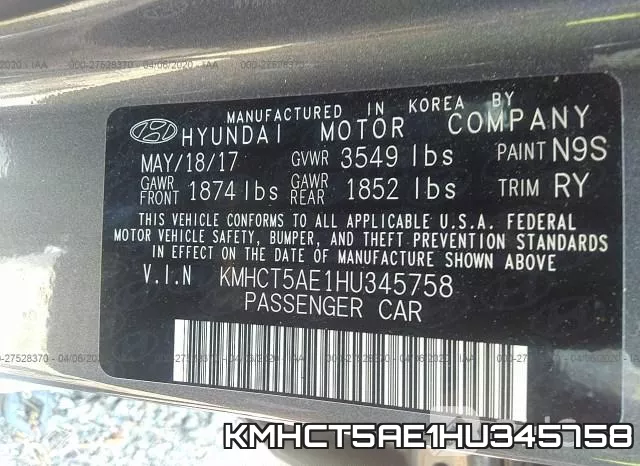 KMHCT5AE1HU345758 фото 10