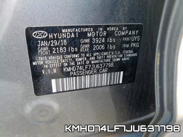 KMHD74LF7JU637798 фото 2