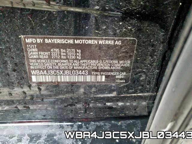 WBA4J3C5XJBL03443 фото 2