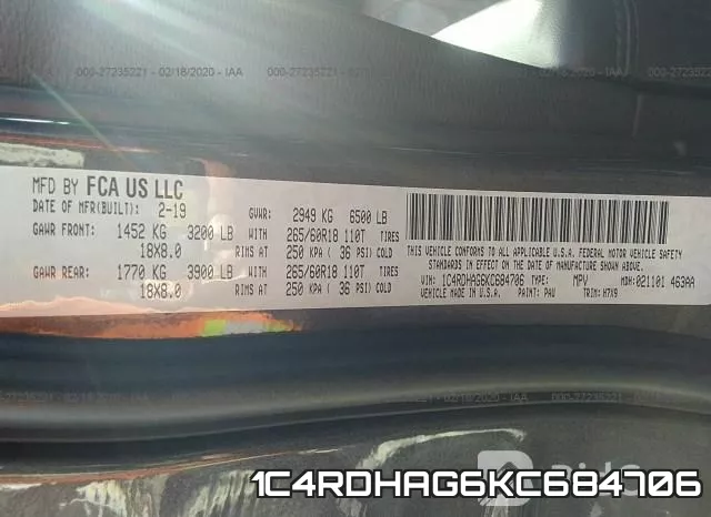 1C4RDHAG6KC684706 фото 10