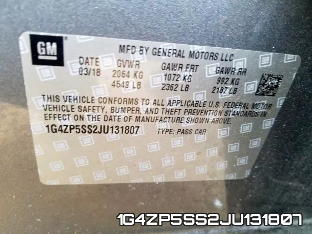 1G4ZP5SS2JU131807 фото 2