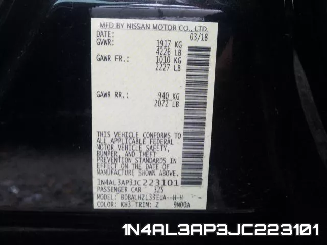 1N4AL3AP3JC223101 фото 2