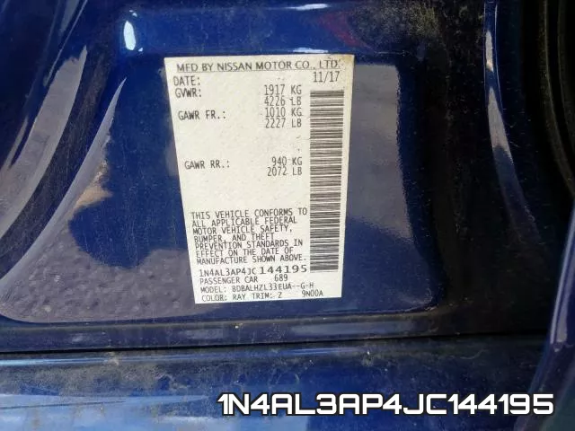 1N4AL3AP4JC144195 фото 2