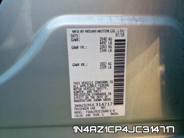 1N4AZ1CP4JC314717 фото 2