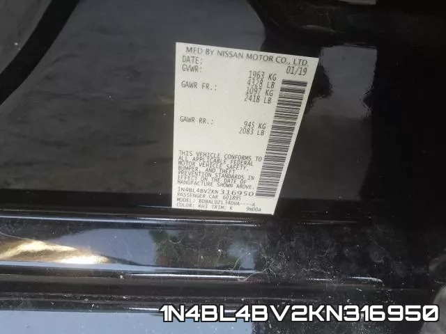 1N4BL4BV2KN316950 фото 2