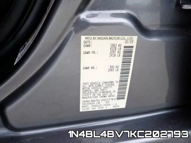 1N4BL4BV7KC202793 фото 2