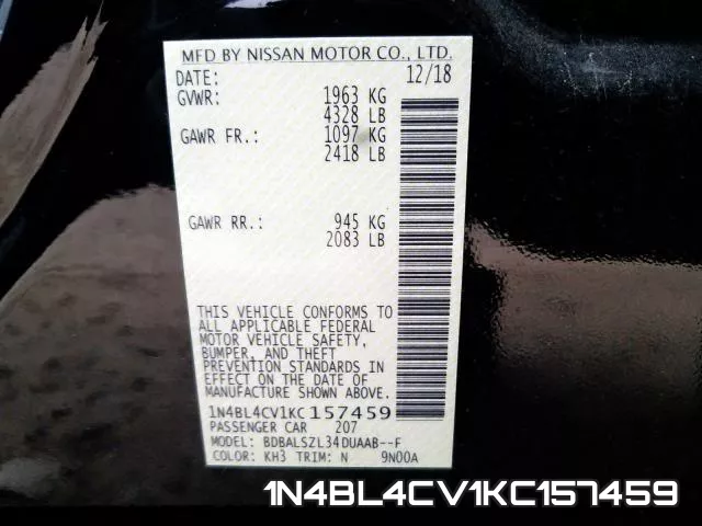 1N4BL4CV1KC157459 фото 2