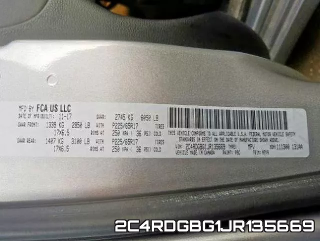 2C4RDGBG1JR135669 фото 2