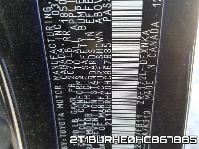 2T1BURHE0HC867885 фото 2