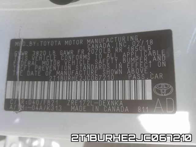 2T1BURHE2JC067210 фото 2