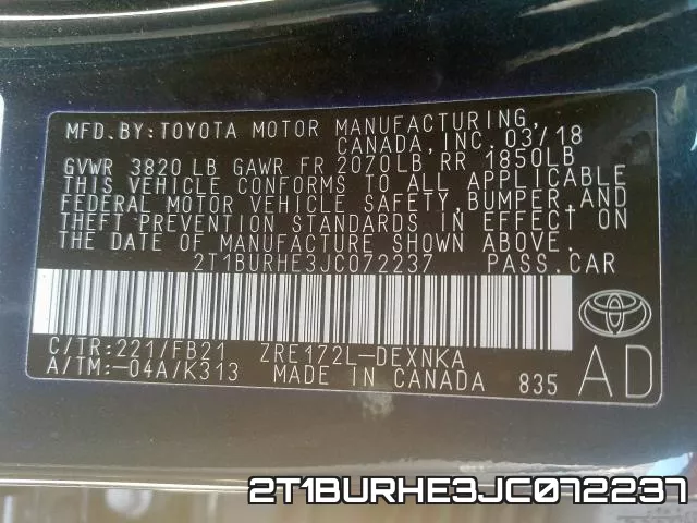 2T1BURHE3JC072237 фото 2