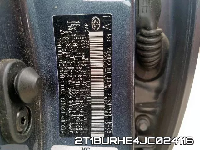 2T1BURHE4JC024116 фото 2