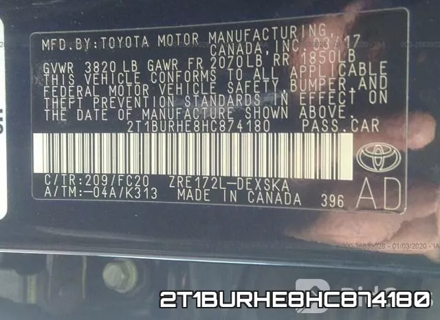 2T1BURHE8HC874180 фото 10