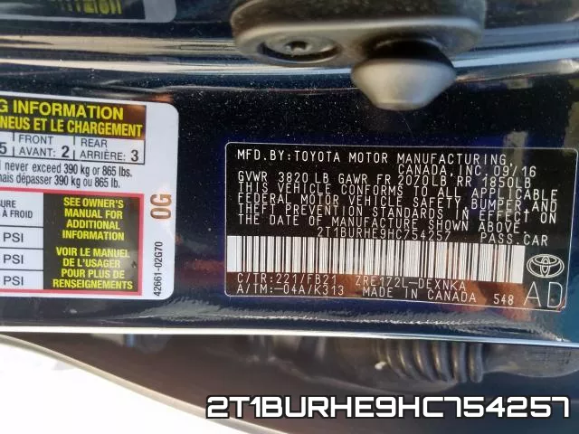 2T1BURHE9HC754257 фото 2
