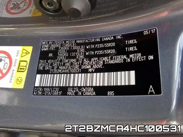 2T2BZMCA4HC100531 фото 2