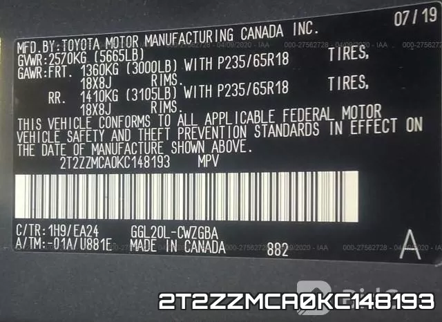 2T2ZZMCA0KC148193 фото 10