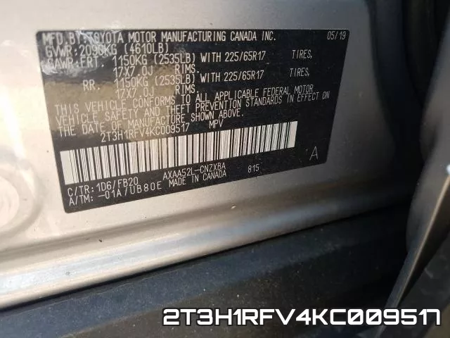 2T3H1RFV4KC009517 фото 2