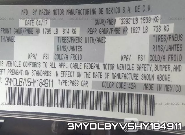 3MYDLBYV5HY184911 фото 10